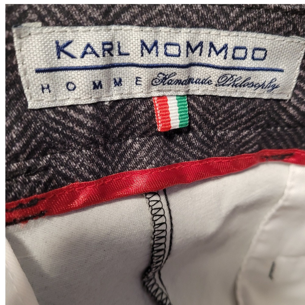 Karl Mommoo Italy 38x29 Herringbone Side Adjuster Sartorial‎ No-Break Pants - Picture 2 of 8